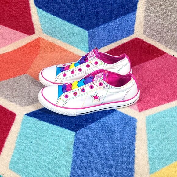 Converse One Star Slip-On Sneakers Girls Size 5  White Rainbow... - Picture 1 of 6